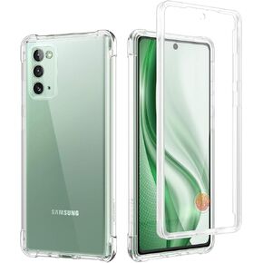 SURITCH Clear Case for Samsung Galaxy Note 20 (Only) 6.7-inch, [Built-in Screen Protector] Full Body Protection Bumper Shockproof Rugged Phone Cover for Galaxy Note 20 -(Clear)