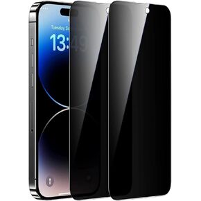 Privacy Screen Protector for iPhone 15/15 Pro, 2.5D Edge Full Coverage Anti-Spy 9H Tempered Glass, Dynamic Island Compatible,6.1’-2 Pack