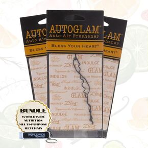 حزمة التغذية العالمية: معطرات هواء السيارة AutoGlam من شركة Tyler Candle - معطرات السيارة برائحة Diva - 3 عبوات من معطر هواء السيارة Tyler AutoGlam وسلسلة مفاتيح متعددة الأغراض in Kuwait