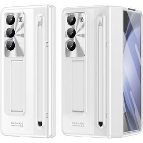 Galaxy Z Fold 6 Case with Hinge Protection, Kickstand, S Pen Holder, Screen Protector and Camera Protection - for Samsung Galaxy Z Fold 6 5G 2024 (White)