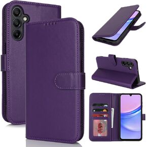 for Samsung Galaxy A15 5G Case Wallet with Card Holder,Galaxy A15 5G Wallet Case for Men Women,Leather Magnetic Buckle Stand Flip Cover-Purple