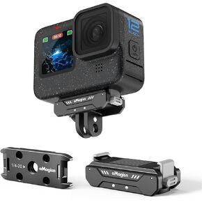 Magnetic Quick Release Mount/Foldable Adapter for Gopro Hero 12 11 10 9 8 11 Mini MAX, Snap-On Magnetic 2 Prong Mount and 1/4 Thread Mount