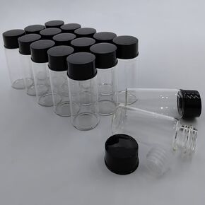 35 pcs 10 ml Clear Glass Vials with Screw Caps and Plastic Stoppers,Laboratory Liquid Sampling Storage Bottles, Leak-Proof Bottles