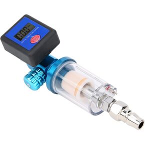 Joyzan Digital Air Compressor Regulator, 1/4in Thread Compressed Filter Pressure Display Meter Oil Water Separator Combination Tools MF08 MF01 Connector Spray Paint Gun