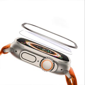 Apple Watch Ultra 2/Ultra Screen Protector Mohs 9 صلابة حماية من الدرجة العسكرية لـ iWatch Ultra، مضاد للخدش، حساس للمس، 0.23 مم HD (عبوة واحدة مع إطار واقي معدني)