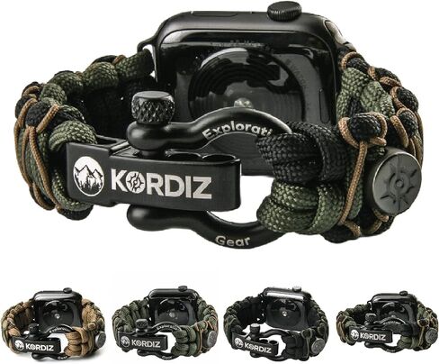 Survivor Pro - Paracord Apple Watch Band Compatible with Apple Watch Series Ultra & 9/8/7/6/5/4/3/2/1/SE - 49mm 45mm 44mm 42mm - with Stainless Steel Adjustable Shackle in Saudi Arabia