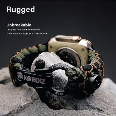 Survivor Pro - Paracord Apple Watch Band Compatible with Apple Watch Series Ultra & 9/8/7/6/5/4/3/2/1/SE - 49mm 45mm 44mm 42mm - with Stainless Steel Adjustable Shackle in Saudi Arabia