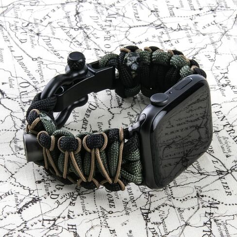 Survivor Pro - Paracord Apple Watch Band Compatible with Apple Watch Series Ultra & 9/8/7/6/5/4/3/2/1/SE - 49mm 45mm 44mm 42mm - with Stainless Steel Adjustable Shackle in Saudi Arabia