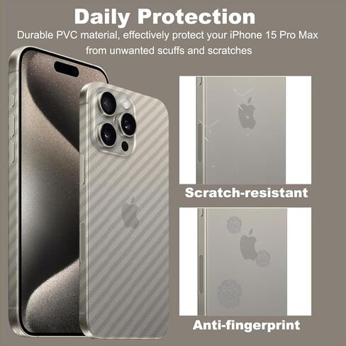 [2 Pack for iPhone 15 Pro Max Back Screen Protector, Full Coverage Flexible PVC Camera Protector Side Edge Protector Film Scratch Resistant Back Protective Film for iPhone 15 Pro Max - Matte in Saudi Arabia
