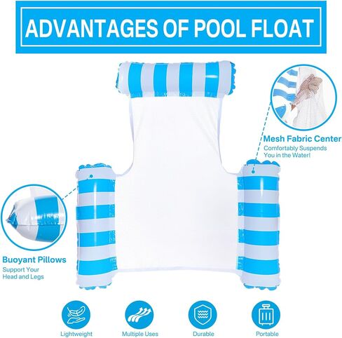 Inflatable Pool Floats Adult 2 Pack,Water Hammock & Pool Chair Lounge Floating with 2 Drink Floaties for Pool Party Summer Vacation in Saudi Arabia