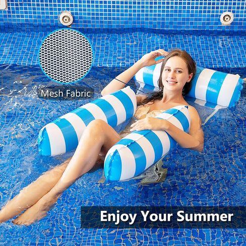 Inflatable Pool Floats Adult 2 Pack,Water Hammock & Pool Chair Lounge Floating with 2 Drink Floaties for Pool Party Summer Vacation in Saudi Arabia