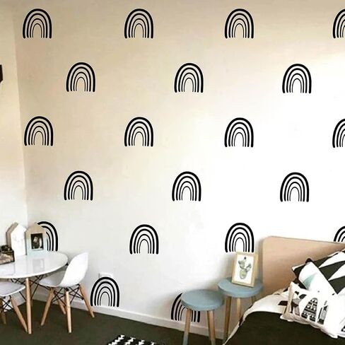 64pcs/set Boho Arch Wall Stickers Rainbow Wall Decals for Kids Girls Room Decor New Art Murals Removable Unique Birthday Gift FG355 (Black) in Kuwait