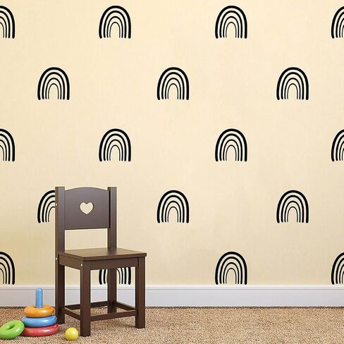 64pcs/set Boho Arch Wall Stickers Rainbow Wall Decals for Kids Girls Room Decor New Art Murals Removable Unique Birthday Gift FG355 (Black) in Kuwait