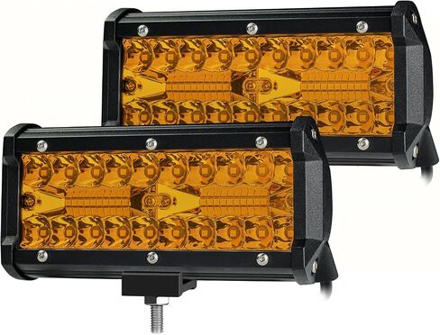 4WDKING 7 Inch Yellow LED Light Bar, 2PCS Offroad Fog Light Driving Light Pods with Spot Flood Combo Beam, Waterproof Led Work Lights Compatible for Jeep Pickup Truck Trailer ATV UTV in Saudi Arabia