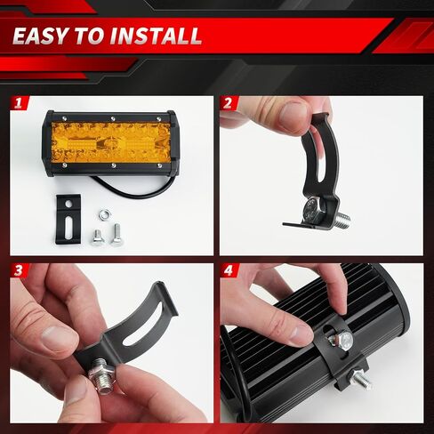 4WDKING 7 Inch Yellow LED Light Bar, 2PCS Offroad Fog Light Driving Light Pods with Spot Flood Combo Beam, Waterproof Led Work Lights Compatible for Jeep Pickup Truck Trailer ATV UTV in Saudi Arabia