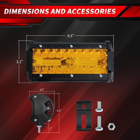 4WDKING 7 Inch Yellow LED Light Bar, 2PCS Offroad Fog Light Driving Light Pods with Spot Flood Combo Beam, Waterproof Led Work Lights Compatible for Jeep Pickup Truck Trailer ATV UTV in Saudi Arabia