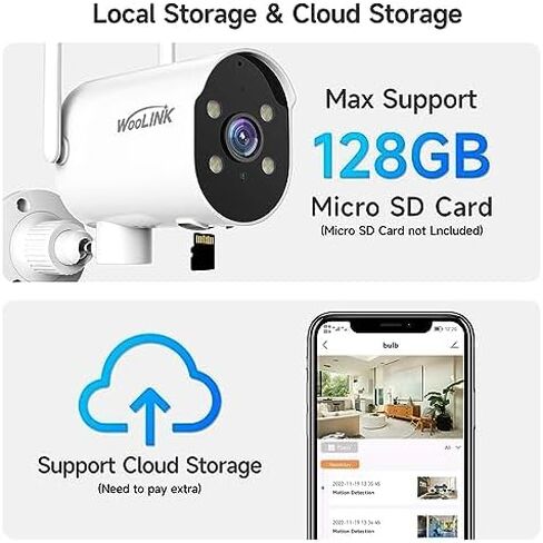 كاميرا مراقبة منزلية WOOLINK 2K خارجية، 4 كاميرات مراقبة منزلية، دوران 225 درجة، رؤية ليلية ملونة، واي فاي 2.4 جيجا هرتز، مقاومة للماء، اكتشاف الذكاء الاصطناعي in Kuwait