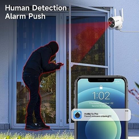 كاميرا مراقبة منزلية WOOLINK 2K خارجية، 4 كاميرات مراقبة منزلية، دوران 225 درجة، رؤية ليلية ملونة، واي فاي 2.4 جيجا هرتز، مقاومة للماء، اكتشاف الذكاء الاصطناعي in Kuwait