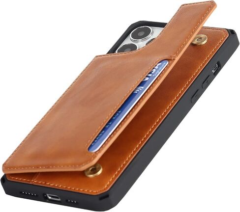حافظة iCoverCase متوافقة مع حافظة iPhone 13 Pro Max مع حامل بطاقة وحزام معصم، فتحات بطاقات من جلد البولي يوريثان، حافظة مقاومة للصدمات بمشبك مغناطيسي مزدوج مقاس 6.7 بوصة (كاكي) in Saudi Arabia