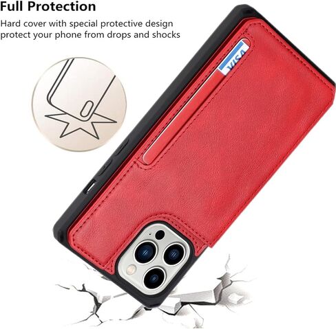 حافظة iCoverCase متوافقة مع حافظة iPhone 13 Pro Max مع حامل بطاقة وحزام معصم، فتحات بطاقات من جلد البولي يوريثان، حافظة مقاومة للصدمات بمشبك مغناطيسي مزدوج مقاس 6.7 بوصة (كاكي) in Saudi Arabia
