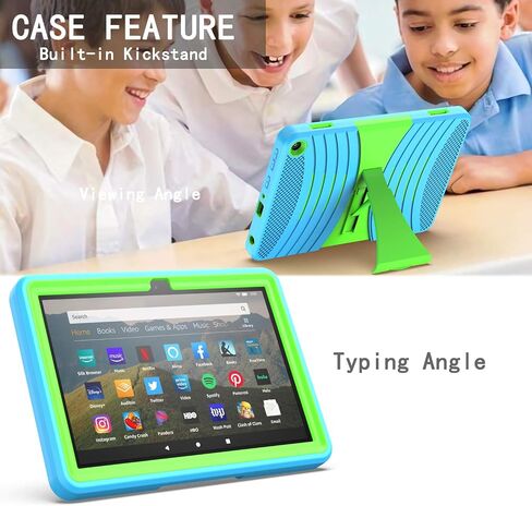 حافظة EpicGadget لهاتف Amazon Fire HD 8 / Fire HD 8 Plus (الجيل الثاني عشر، إصدار 2022) - غطاء حافظة هجين شديد التحمل مع مسند + 1 واقي شاشة وقلم (أزرق/أخضر) in Saudi Arabia