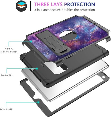 DUEDUE for iPad 9.7 Case 2017/2018, iPad Air 2 Case, iPad 6th/5th Generation Case with Kickstand Glitter Bling 3 in 1 Heavy Duty Hard PC Cover Shockproof Protective Case for iPad Pro 9.7, Purple in Kuwait