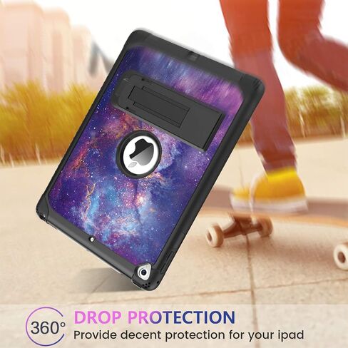 DUEDUE for iPad 9.7 Case 2017/2018, iPad Air 2 Case, iPad 6th/5th Generation Case with Kickstand Glitter Bling 3 in 1 Heavy Duty Hard PC Cover Shockproof Protective Case for iPad Pro 9.7, Purple in Kuwait