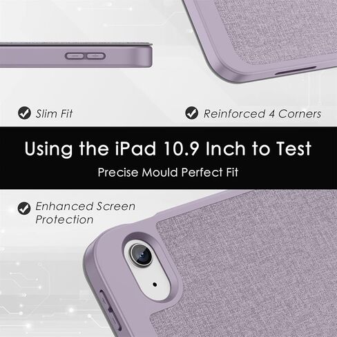 حافظة Soke لجهاز iPad الجيل العاشر 2022 مع حامل أقلام (10.9 بوصة) - حافظة ممتازة مقاومة للصدمات [نوم/تنبيه تلقائي] مع غطاء خلفي ناعم من مادة TPU وحامل نحيف ثلاثي الطي لجهاز iPad 10.9 بوصة، بنفسجي in Kuwait
