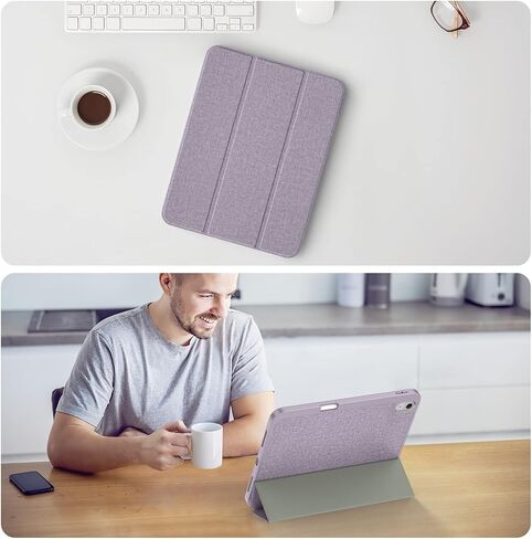 حافظة Soke لجهاز iPad الجيل العاشر 2022 مع حامل أقلام (10.9 بوصة) - حافظة ممتازة مقاومة للصدمات [نوم/تنبيه تلقائي] مع غطاء خلفي ناعم من مادة TPU وحامل نحيف ثلاثي الطي لجهاز iPad 10.9 بوصة، بنفسجي in Kuwait