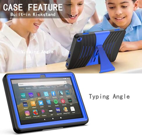 حافظة EpicGadget لهاتف Amazon Fire HD 8 / Fire HD 8 Plus (الجيل الثاني عشر، إصدار 2022) - غطاء حافظة هجين شديد التحمل مع مسند + 1 واقي شاشة وقلم (أزرق/أخضر) in Saudi Arabia