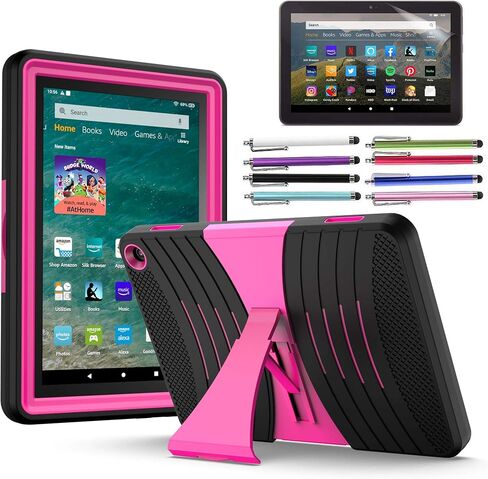 حافظة EpicGadget لهاتف Amazon Fire HD 8 / Fire HD 8 Plus (الجيل الثاني عشر، إصدار 2022) - غطاء حافظة هجين شديد التحمل مع مسند + 1 واقي شاشة وقلم (أزرق/أخضر) in Saudi Arabia