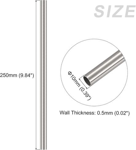 304 Stainless Steel Tube (2mm OD x 0.3mm Wall T x 300mm L) 2Pcs, Straight Tubing - for Home Furnishing, Machinery in Saudi Arabia