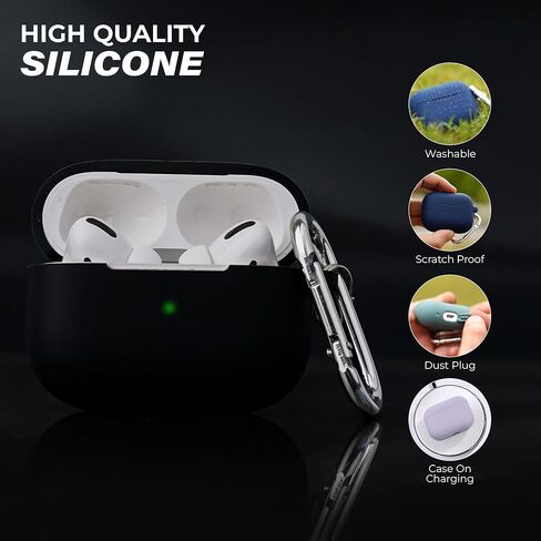 Soft Silicon Pine Green Case Compatible with AirPods 3 Generation 2021 - Resistant to Scratch, Impact & Water, Skin-Friendly Surface with Keychain & LED Charging Indicator in Saudi Arabia