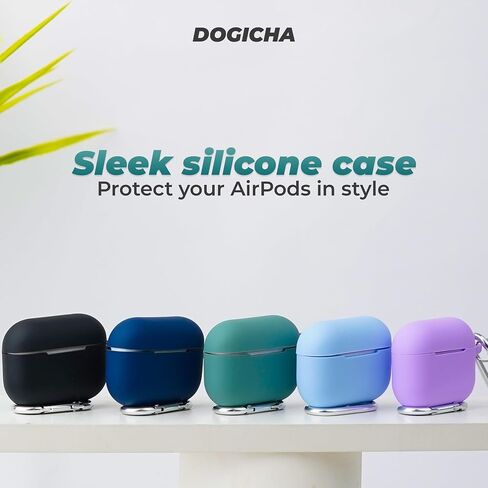 Soft Silicon Pine Green Case Compatible with AirPods 3 Generation 2021 - Resistant to Scratch, Impact & Water, Skin-Friendly Surface with Keychain & LED Charging Indicator in Saudi Arabia