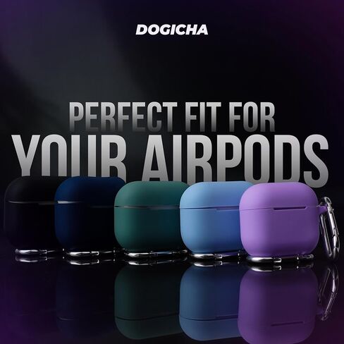 حافظة ناعمة من السيليكون باللون الأخضر الصنوبر متوافقة مع AirPods 3 Generation 2021 - مقاومة للخدش والتأثير والماء، سطح صديق للبشرة مع سلسلة مفاتيح ومؤشر شحن LED in Saudi Arabia