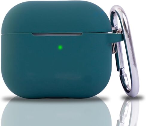 Soft Silicon Pine Green Case Compatible with AirPods 3 Generation 2021 - Resistant to Scratch, Impact & Water, Skin-Friendly Surface with Keychain & LED Charging Indicator in Saudi Arabia