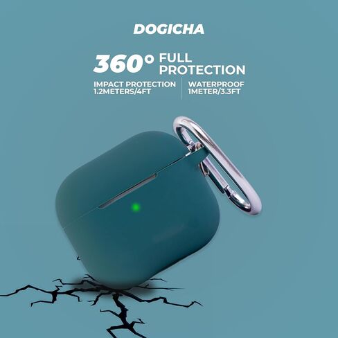 Soft Silicon Pine Green Case Compatible with AirPods 3 Generation 2021 - Resistant to Scratch, Impact & Water, Skin-Friendly Surface with Keychain & LED Charging Indicator in Saudi Arabia