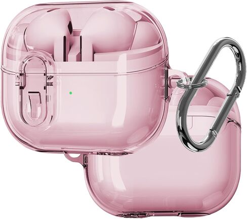 CCSmall for Samsung Galaxy Buds 3 Pro Clear Case with Lock, Military Hard Shell with Anti-Drop Anti-Lost Ring Keychain Case Cover for Galaxy Buds 3 / Buds3 Pro Pink in Saudi Arabia
