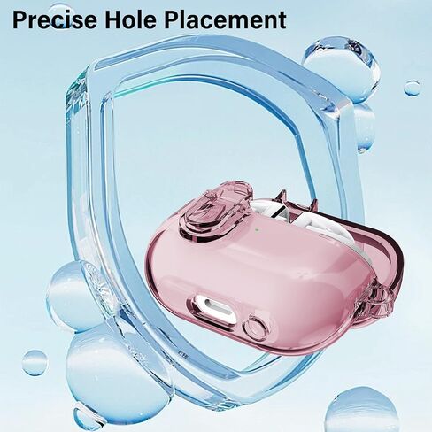 CCSmall for Samsung Galaxy Buds 3 Pro Clear Case with Lock, Military Hard Shell with Anti-Drop Anti-Lost Ring Keychain Case Cover for Galaxy Buds 3 / Buds3 Pro Pink in Saudi Arabia
