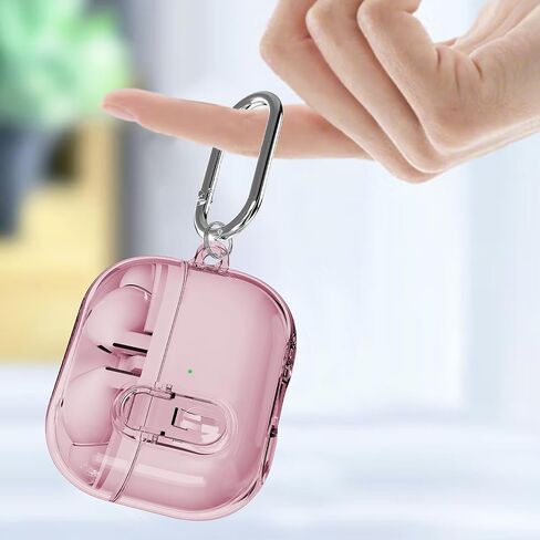 CCSmall for Samsung Galaxy Buds 3 Pro Clear Case with Lock, Military Hard Shell with Anti-Drop Anti-Lost Ring Keychain Case Cover for Galaxy Buds 3 / Buds3 Pro Pink in Saudi Arabia