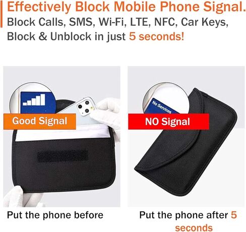 حقائب فاراداي - حقيبة حجب الإشارة لمفتاح السيارة والهاتف الخلوي RFID حقيبة حجب الإشارة مضادة للتتبع ومضادة للقرصنة وحماية إشارة السيارة واي فاي/GSM/LTE/NFC/RFID (1، أسود) in Kuwait