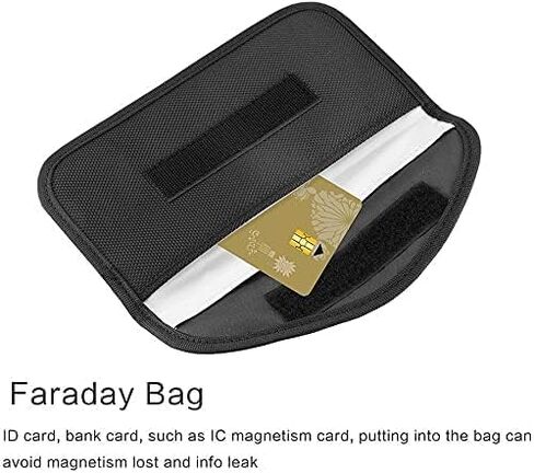 حقائب فاراداي - حقيبة حجب الإشارة لمفتاح السيارة والهاتف الخلوي RFID حقيبة حجب الإشارة مضادة للتتبع ومضادة للقرصنة وحماية إشارة السيارة واي فاي/GSM/LTE/NFC/RFID (1، أسود) in Kuwait