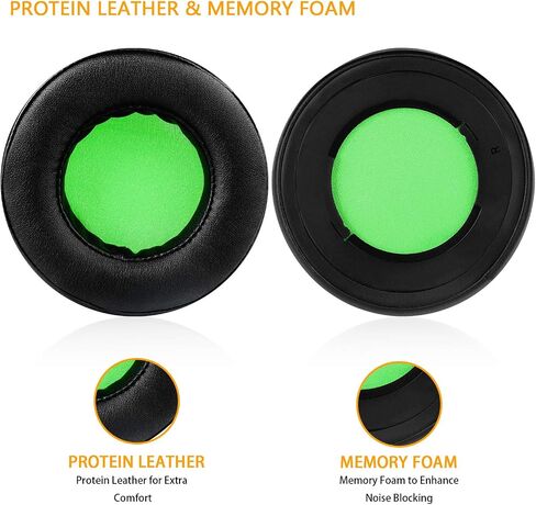 Kraken V2 Earpads, JARMOR Replacement Memory Foam Ear Cushion Kit Pad Cover for Razer Kraken V2 Headphone ONLY – Round (Black/Green) in Saudi Arabia