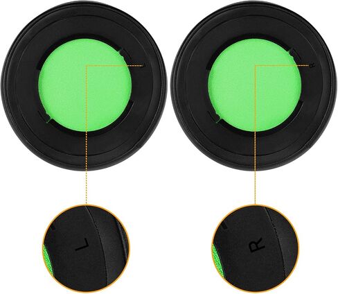 Kraken V2 Earpads, JARMOR Replacement Memory Foam Ear Cushion Kit Pad Cover for Razer Kraken V2 Headphone ONLY – Round (Black/Green) in Saudi Arabia