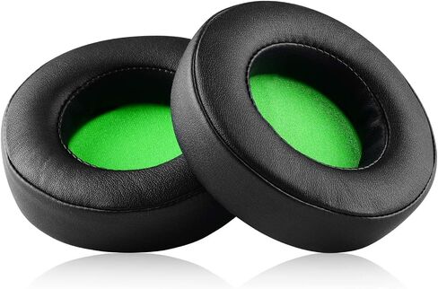 Kraken V2 Earpads, JARMOR Replacement Memory Foam Ear Cushion Kit Pad Cover for Razer Kraken V2 Headphone ONLY – Round (Black/Green) in Saudi Arabia