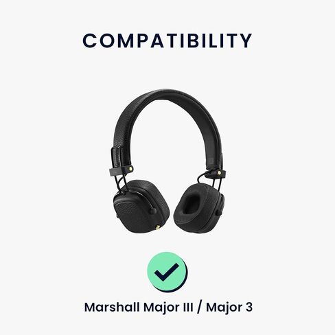 kwmobile Ear Pads Compatible with Marshall Major III/Major 3 Earpads - 2X Replacement for Headphones - Black in Saudi Arabia