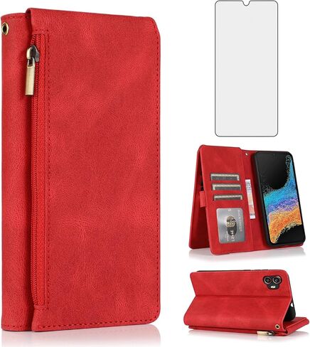 Asuwish متوافق مع Samsung Galaxy XCover 6 Pro/X Cover Pro 2 حافظة محفظة من الزجاج المقسى وواقي شاشة بسحاب جلدي قديم وغطاء قلاب وحامل بطاقات لهاتف XCover6 6Pro 2022 للنساء والرجال باللون الأسود in Saudi Arabia