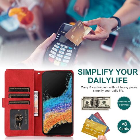 Asuwish متوافق مع Samsung Galaxy XCover 6 Pro/X Cover Pro 2 حافظة محفظة من الزجاج المقسى وواقي شاشة بسحاب جلدي قديم وغطاء قلاب وحامل بطاقات لهاتف XCover6 6Pro 2022 للنساء والرجال باللون الأسود in Saudi Arabia