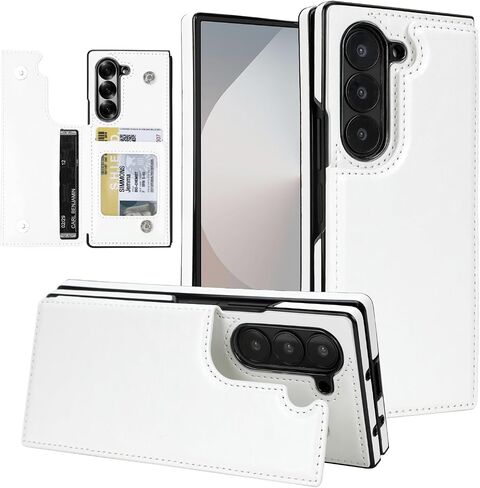 حافظة uCOLOR لهاتف Samsung Galaxy Z Fold 6 مع حامل بطاقة الائتمان، فتحة للنقود من الجلد الفاخر بمسند مغناطيسي مضاد للصدمات لهاتف Galaxy Z Fold 6 5G (أسود ليوبارد) in Kuwait