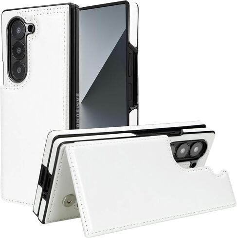 حافظة uCOLOR لهاتف Samsung Galaxy Z Fold 6 مع حامل بطاقة الائتمان، فتحة للنقود من الجلد الفاخر بمسند مغناطيسي مضاد للصدمات لهاتف Galaxy Z Fold 6 5G (أسود ليوبارد) in Kuwait